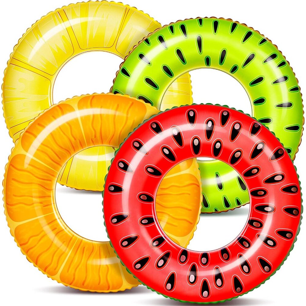 4 Pack Inflatable Pool Floats, Pool Tube Rings, Swim Tubes, Floaties Toys, Beach
